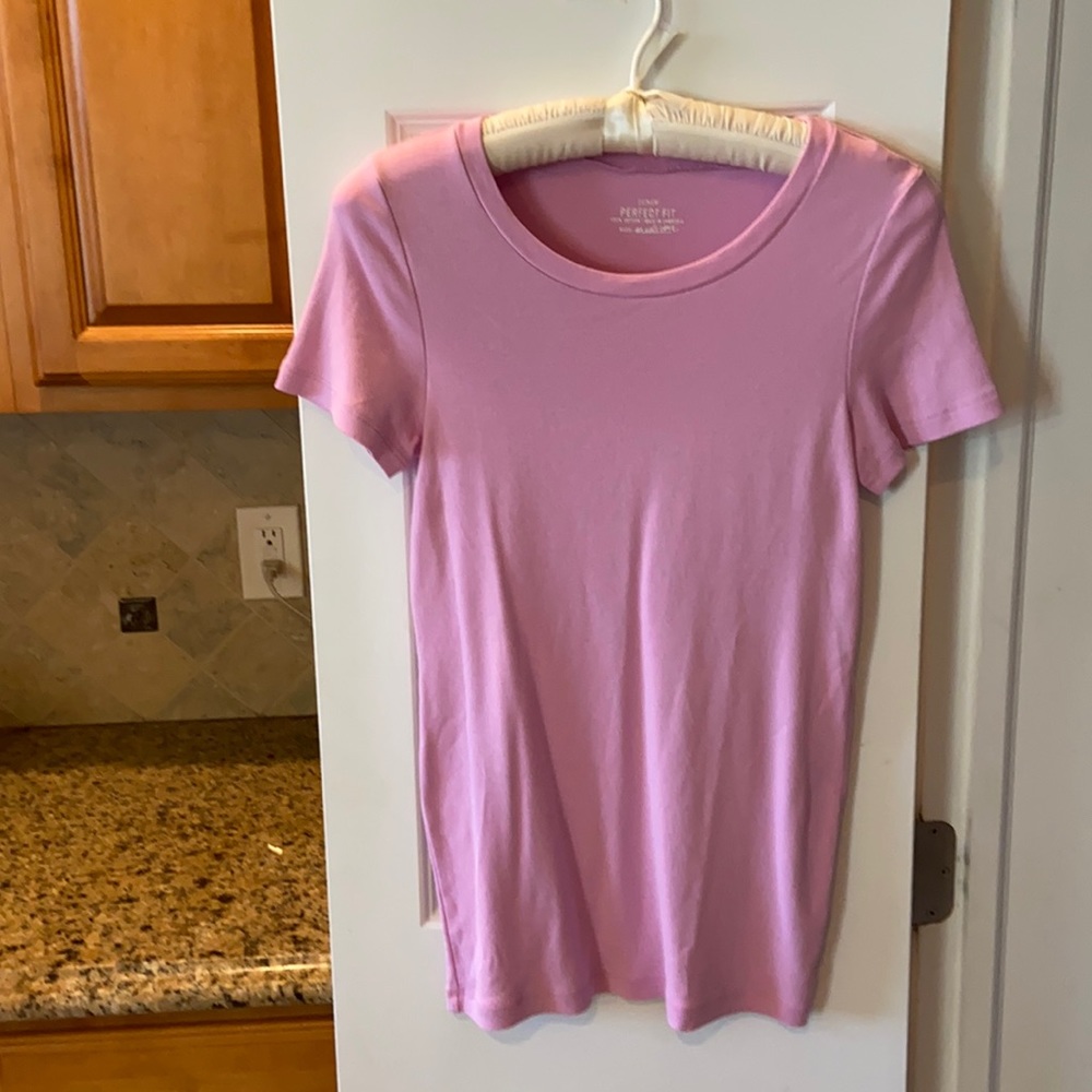 J. Crew 100% cotton boat neck tee. Lovely pink.  Great condition.